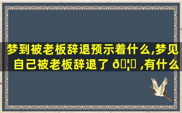 梦到被老板辞退预示着什么,梦见自己被老板辞退了 🦆 ,有什么预兆